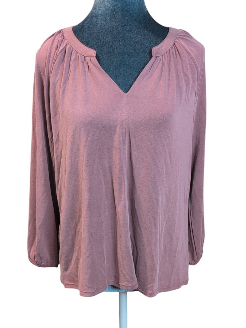 Lucky Brand Rose Brown Boho 3/4 Sleeve Blouse Size Medium
